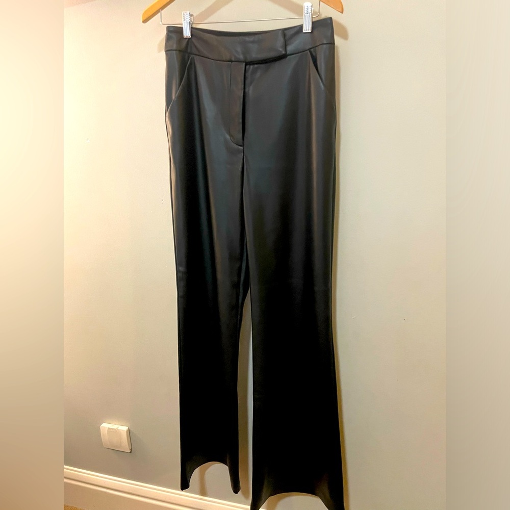 Faux Leather, High Waisted, Wide Leg Pants